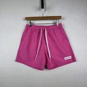 Calvin Klein‎ Swimwear Men's Size Small Solid Pink Built-In Briefs Shorts